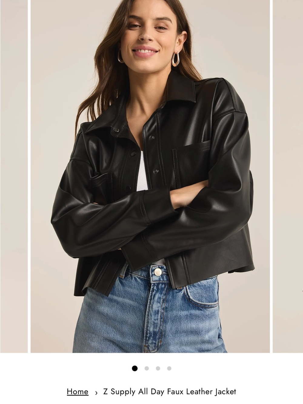 Z Supply Black Faux Leather Cropped Jacket
